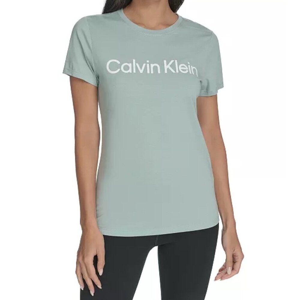 Calvin Klein Performance Women's Logo T-Shirt Blue Surf Short Sleeve New - Picture 1 of 15